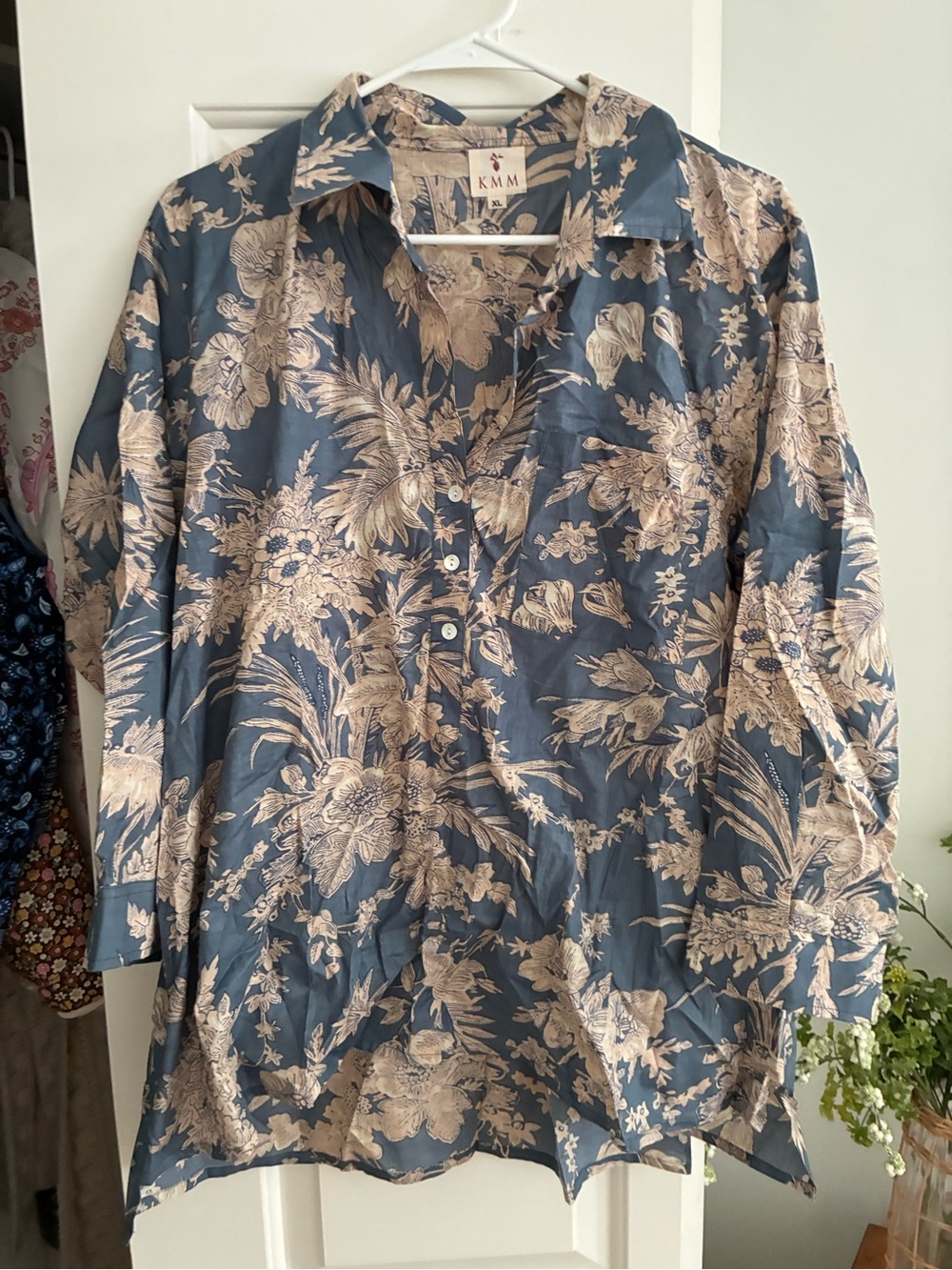 KMM Blue Floral Button-Front Blouse